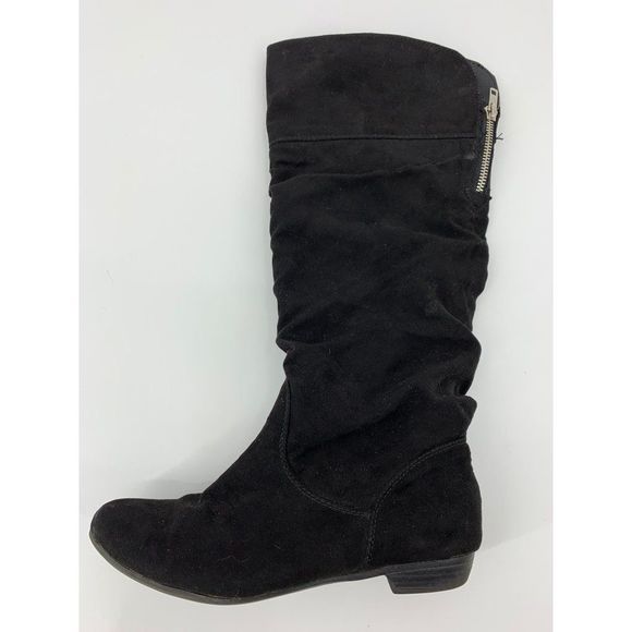 Report Womens Size 7 Flat Boots Faux Suede Vegan Sock Style Shaft 0848 Black - Picture 1 of 10